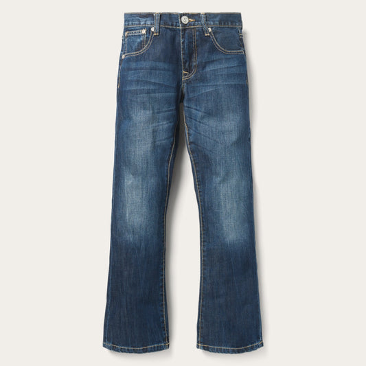1014 Fit Semi-Destructed Wash Jeans | Stetson Blue