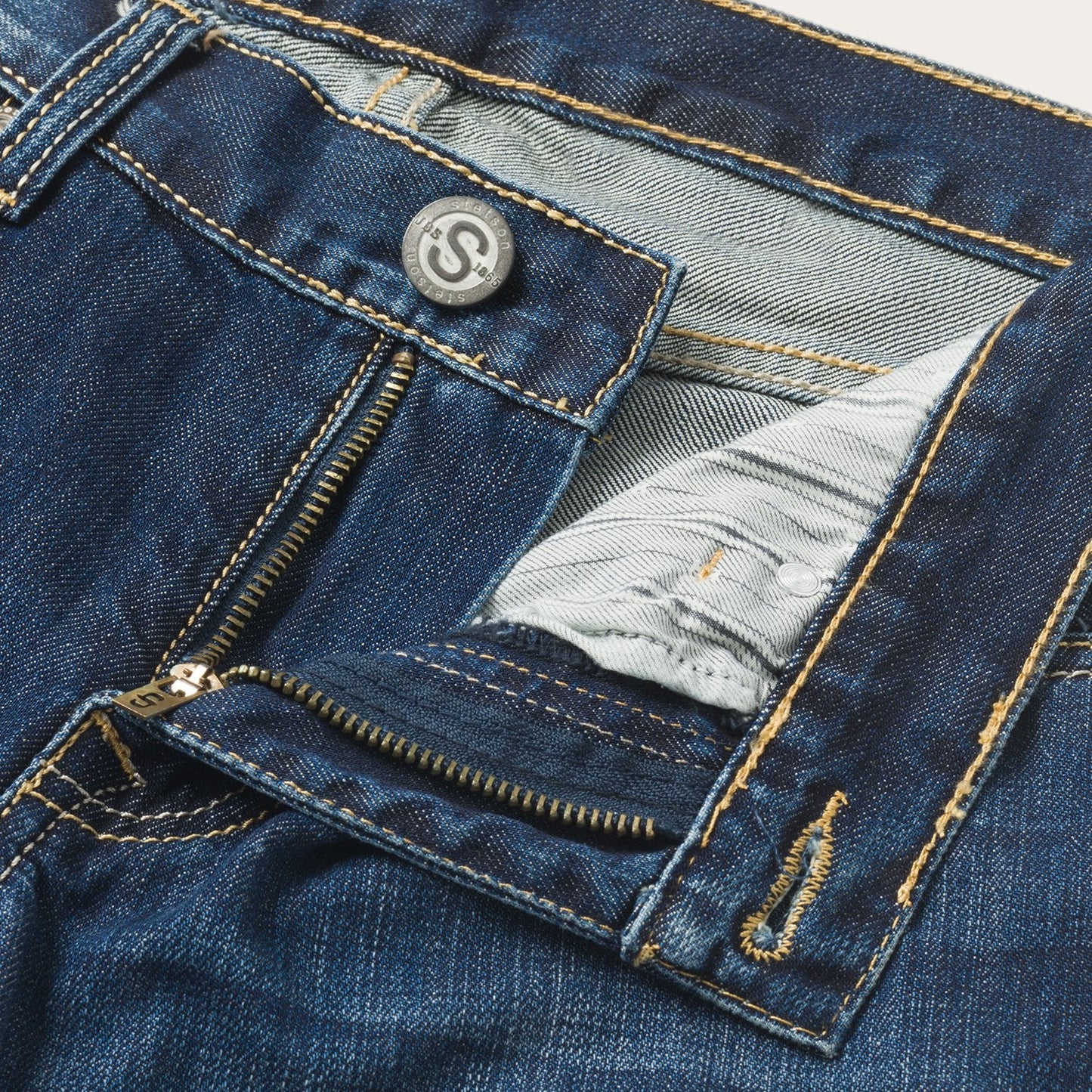 1014 Fit Semi-Destructed Wash Jeans | Stetson Blue