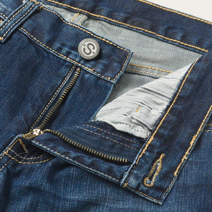 1014 Fit Semi-Destructed Wash Jeans | Stetson Blue