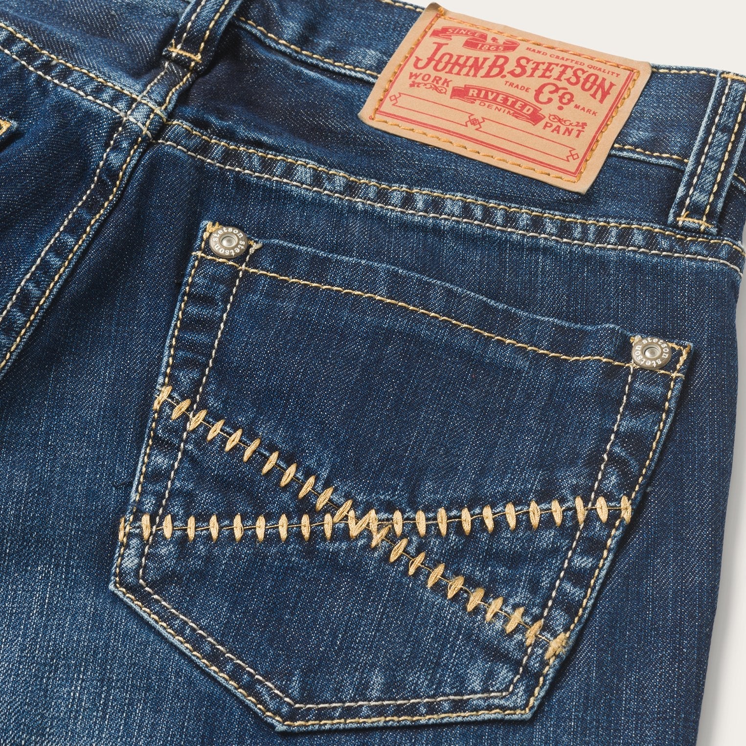 1014 Fit Semi-Destructed Wash Jeans | Stetson Blue