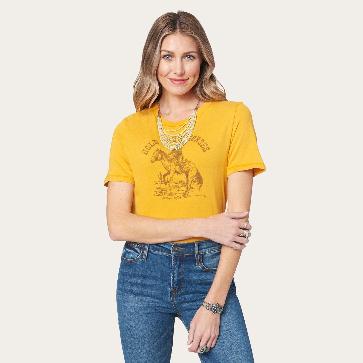 Hold Your Horses Graphic Tee | Stetson Yellow