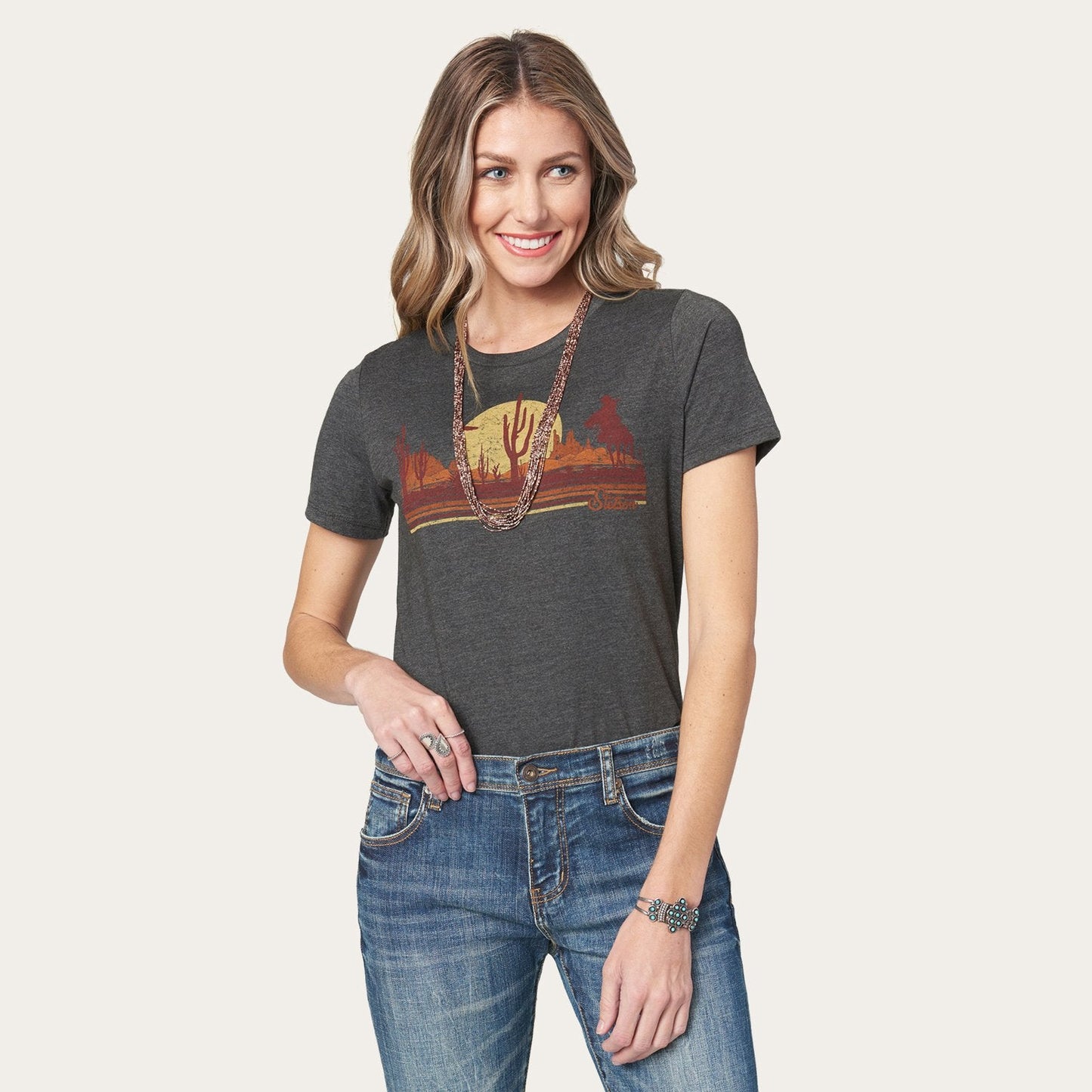 Riding Into The Sunset Graphic Tee | Stetson Grey
