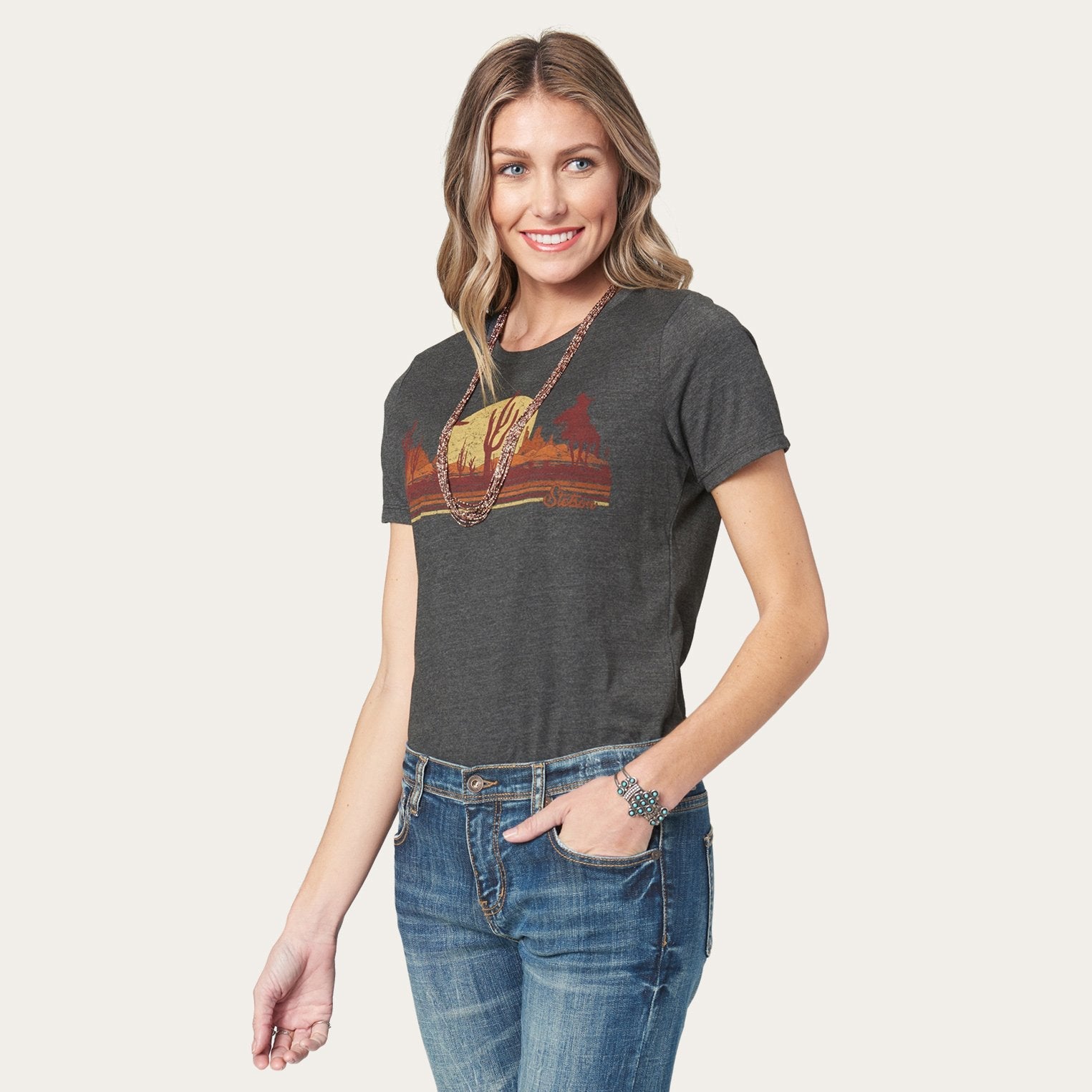 Riding Into The Sunset Graphic Tee | Stetson Grey