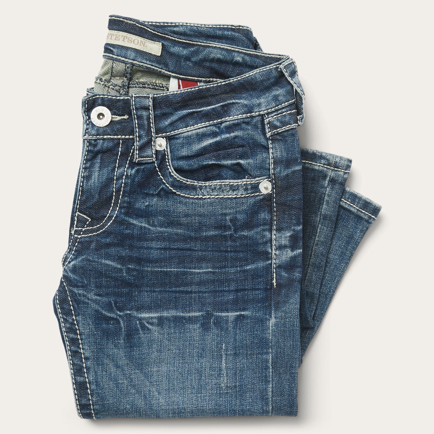 816 Fit Jeans With White "S" Back Pocket | Stetson Blue