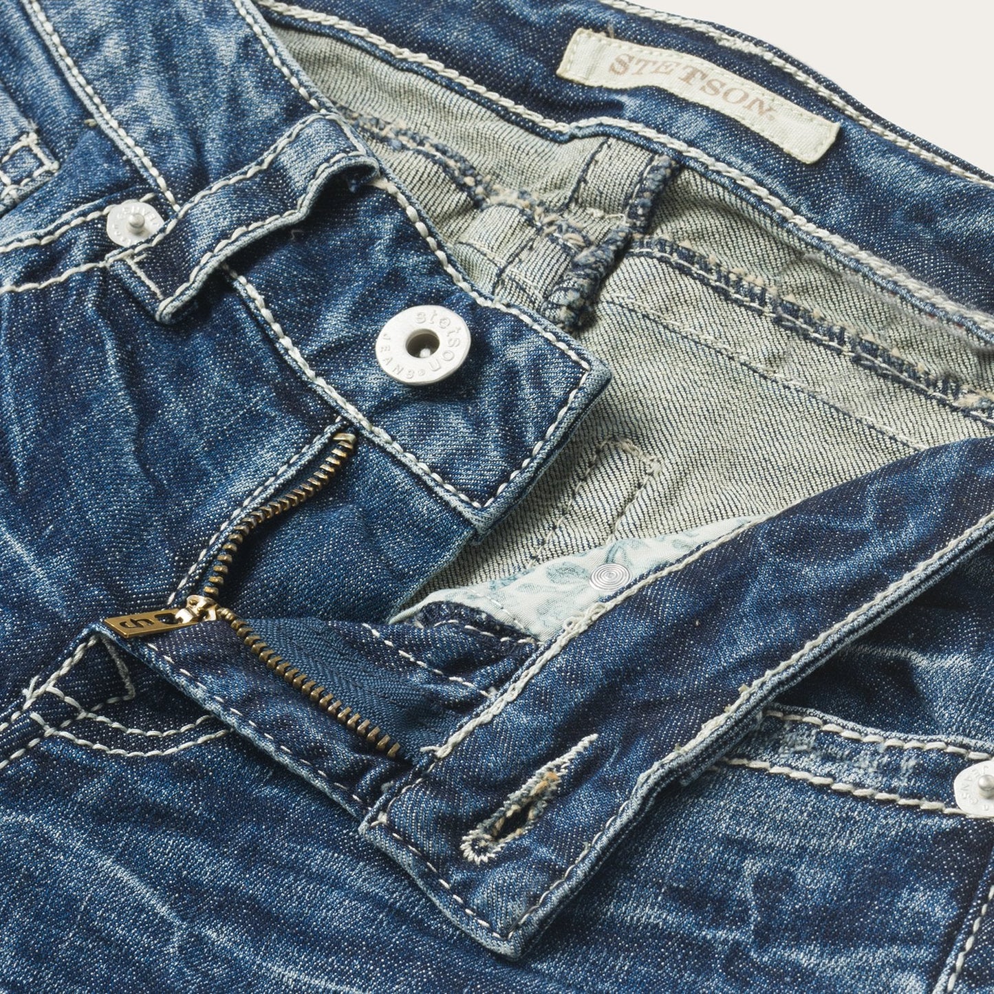 816 Fit Jeans With White "S" Back Pocket | Stetson Blue