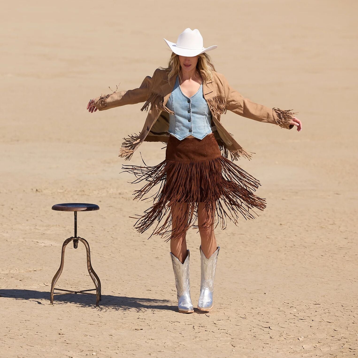 Suede Fringed Skirt | Stetson Brown