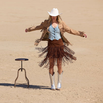 Suede Fringed Skirt | Stetson Brown
