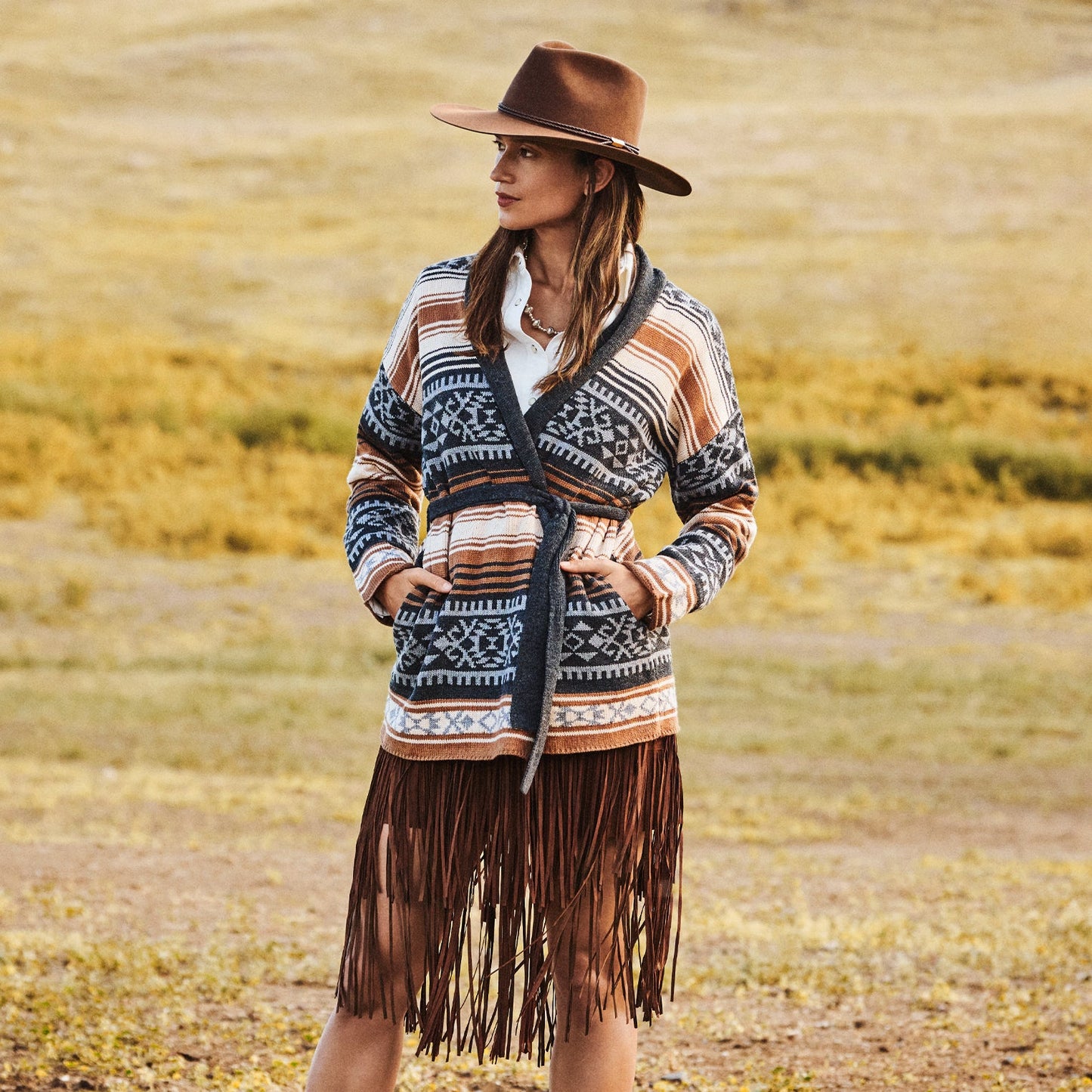 Suede Fringed Skirt | Stetson Brown