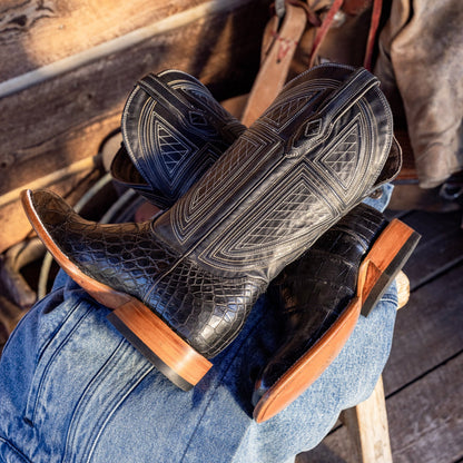 Black Falls Alligator Cowboy Boot | Stetson Black