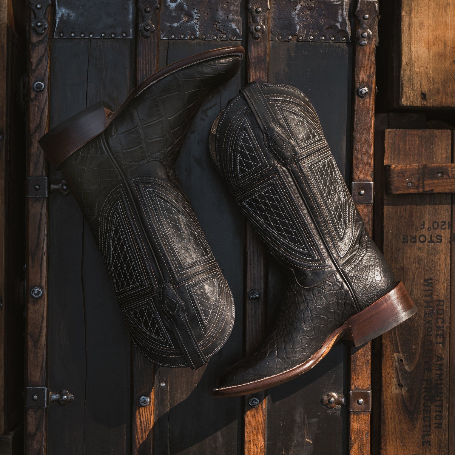 Black Falls Alligator Cowboy Boot | Stetson Black