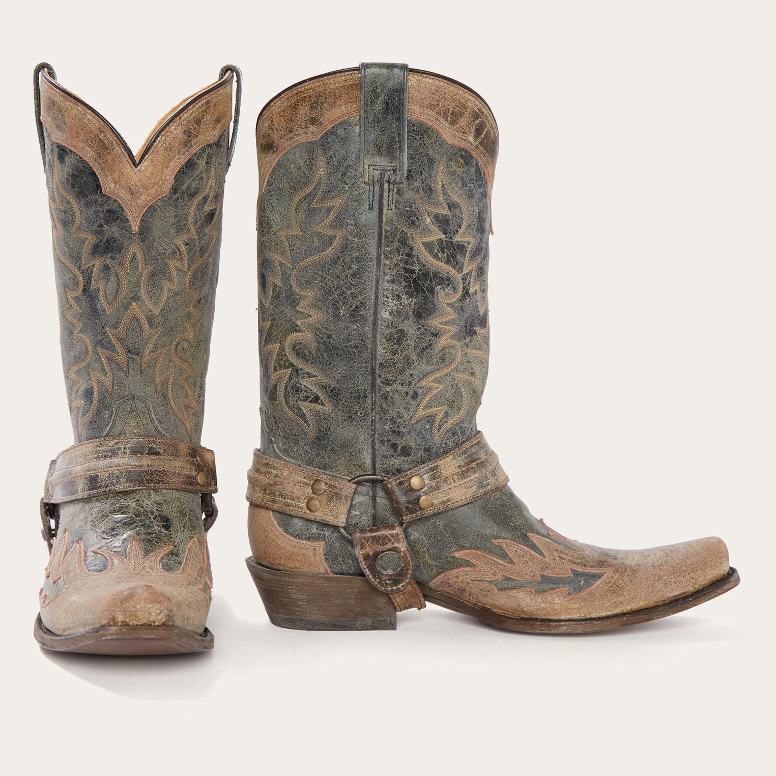 Sundance Kid Washed Crater Black Cowboy Boot | Stetson Black