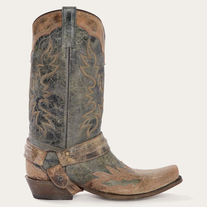 Sundance Kid Washed Crater Black Cowboy Boot | Stetson Black