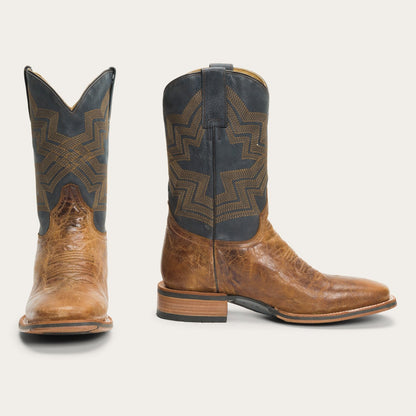 Goddard Burnished Blue & Brown Leather Boot | Stetson Brown
