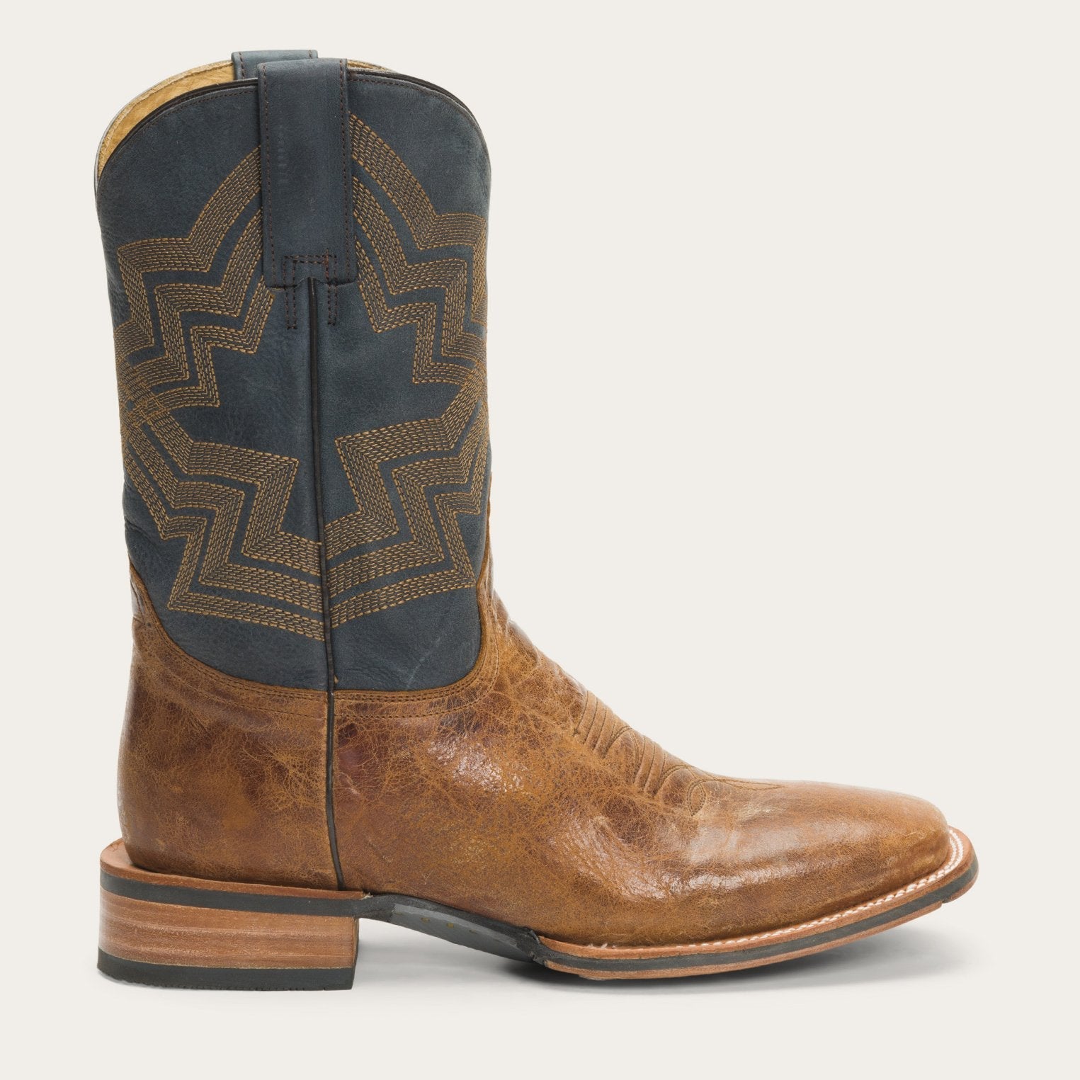 Goddard Burnished Blue & Brown Leather Boot | Stetson Brown