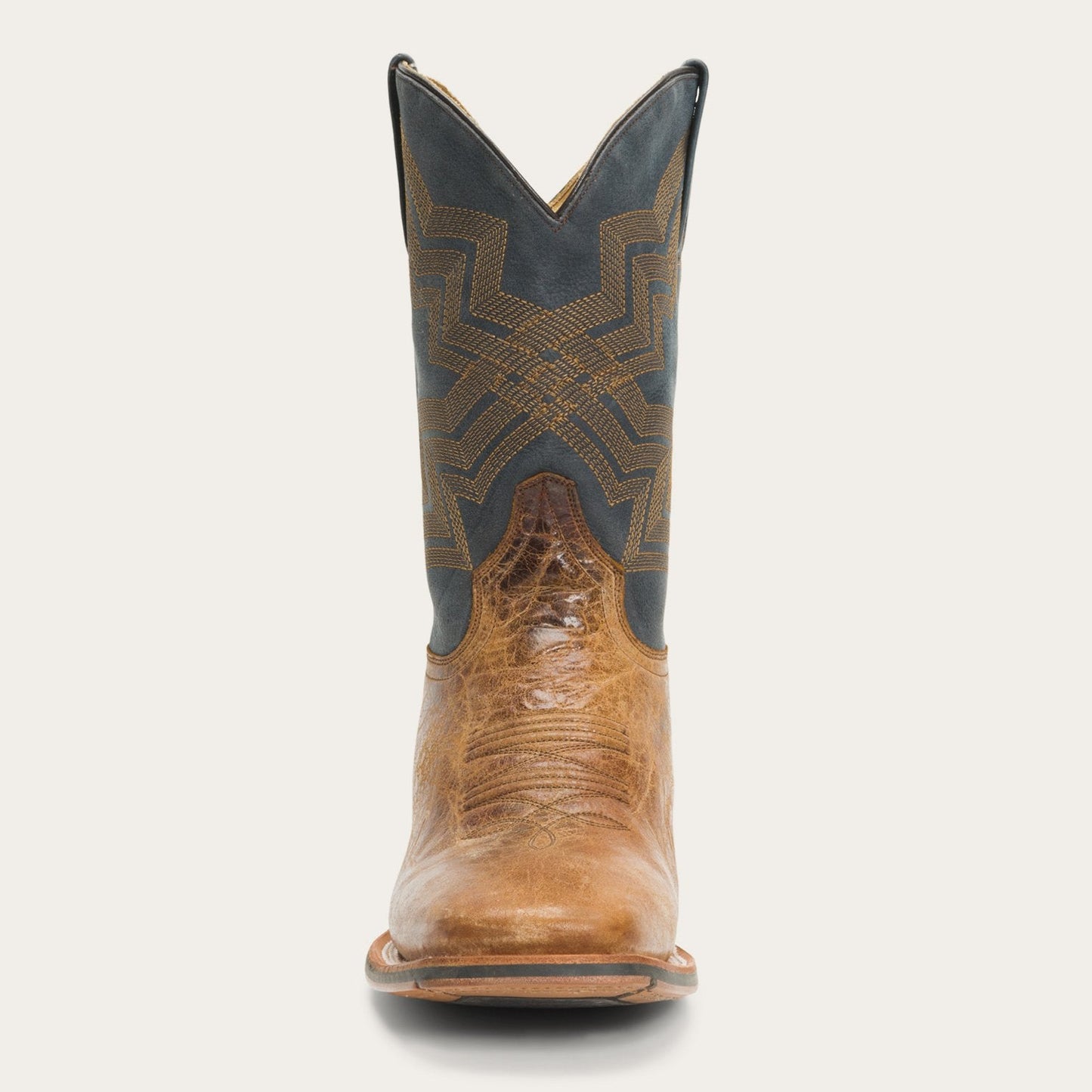 Goddard Burnished Blue & Brown Leather Boot | Stetson Brown