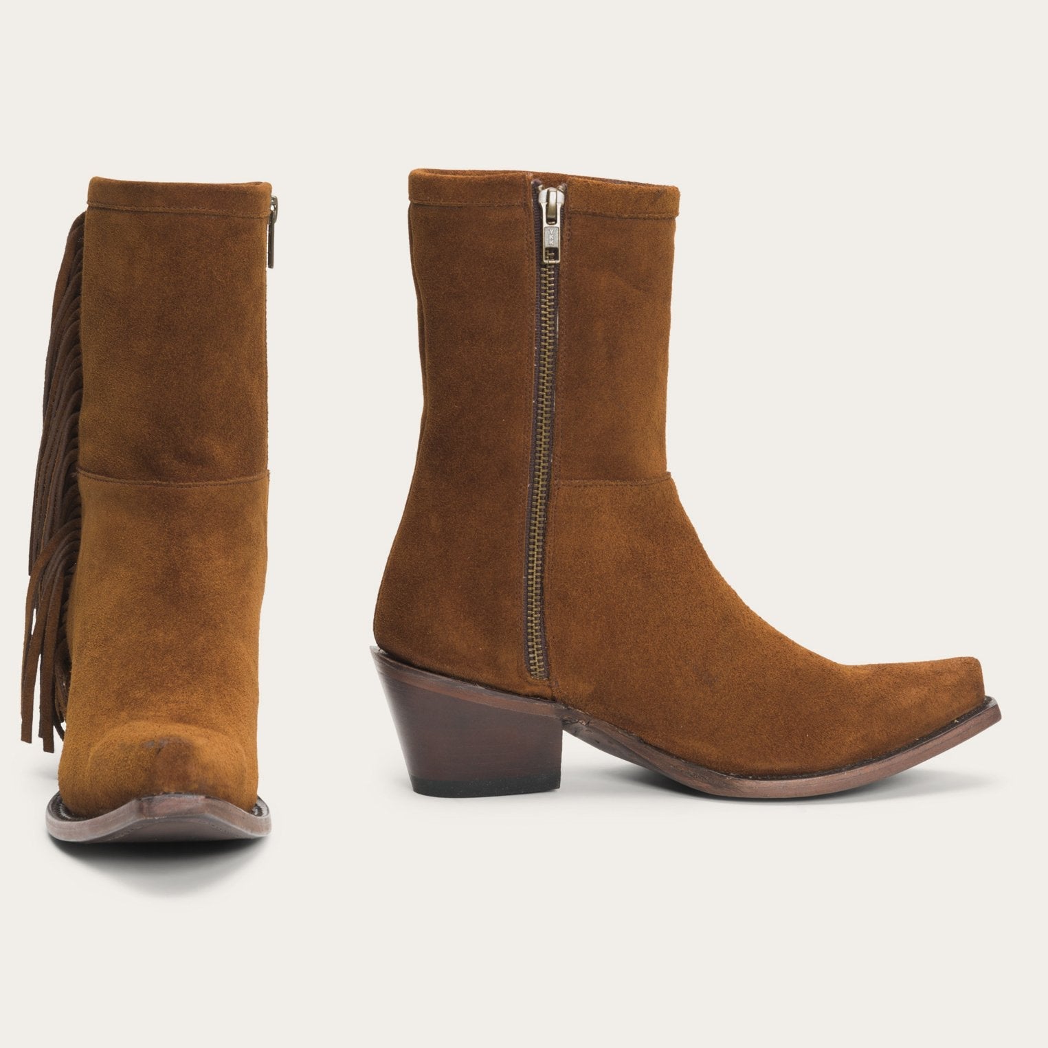 Halle Suede Fringe Side Zip Boot | Stetson Brown