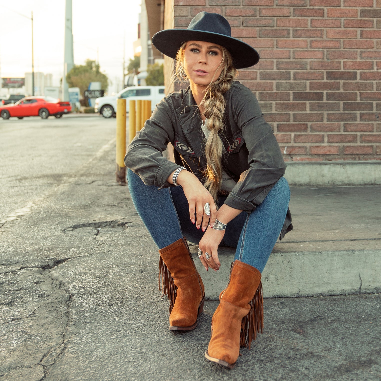 Halle Suede Fringe Side Zip Boot | Stetson Brown