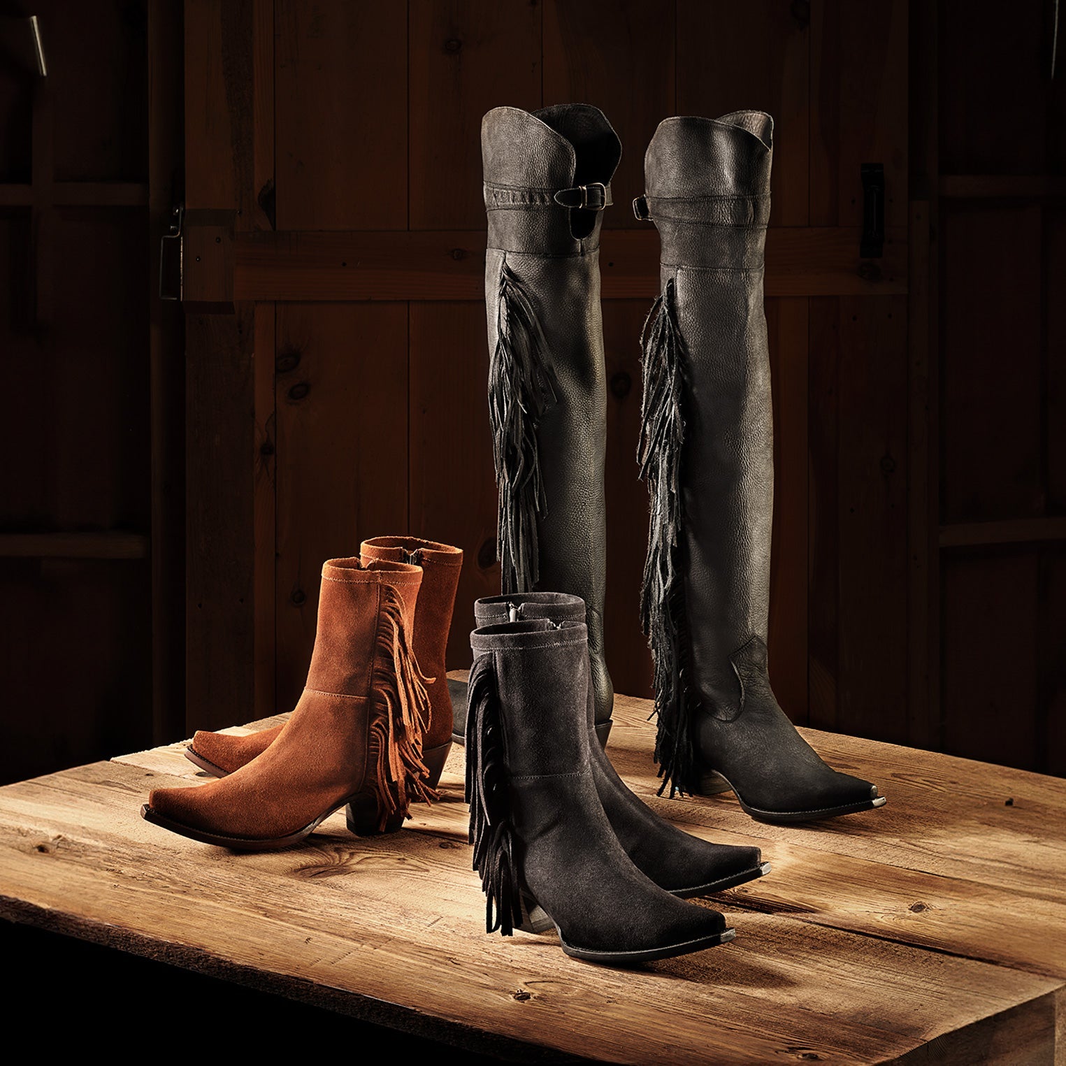Halle Suede Fringe Side Zip Boot | Stetson Brown
