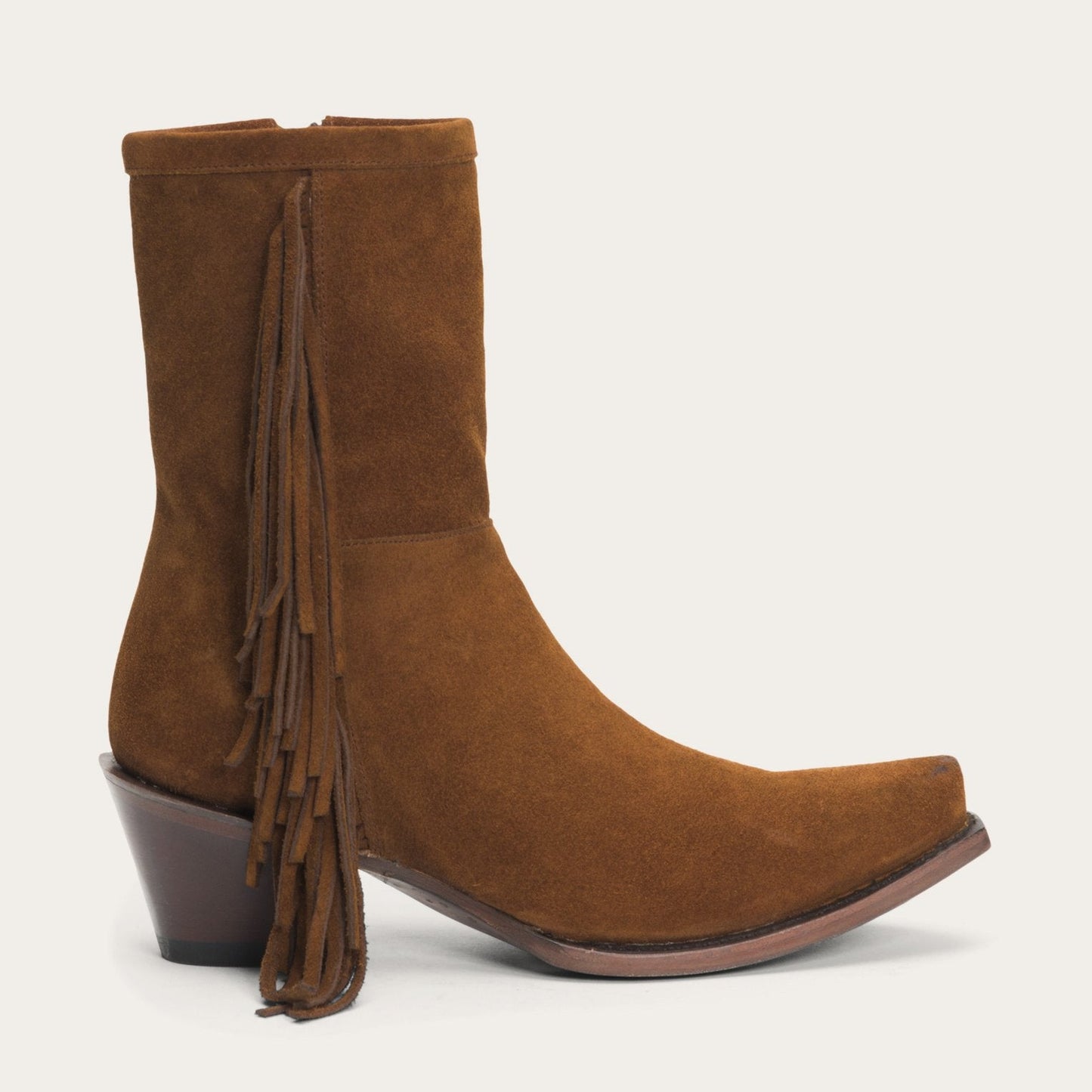 Halle Suede Fringe Side Zip Boot | Stetson Brown