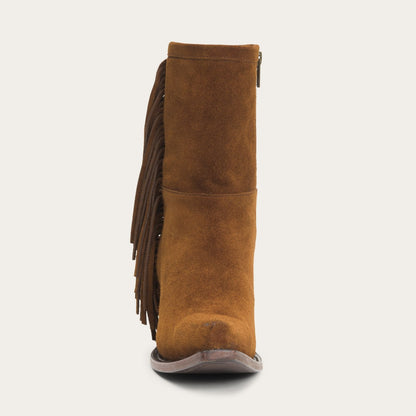 Halle Suede Fringe Side Zip Boot | Stetson Brown