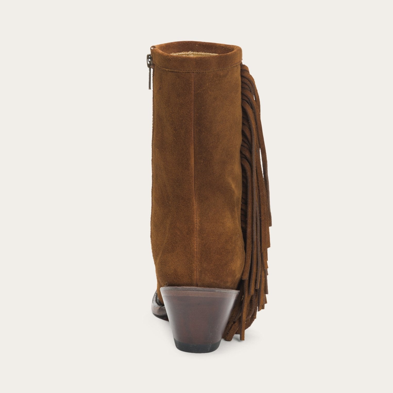 Halle Suede Fringe Side Zip Boot | Stetson Brown
