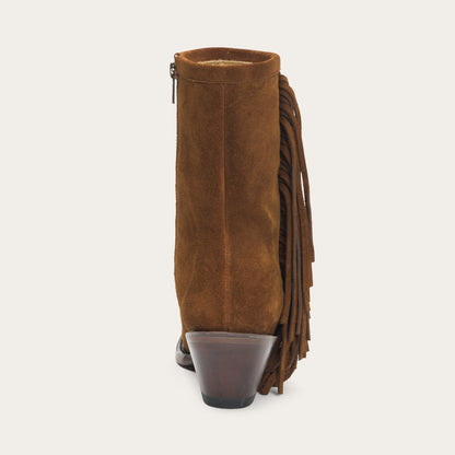 Halle Suede Fringe Side Zip Boot | Stetson Brown