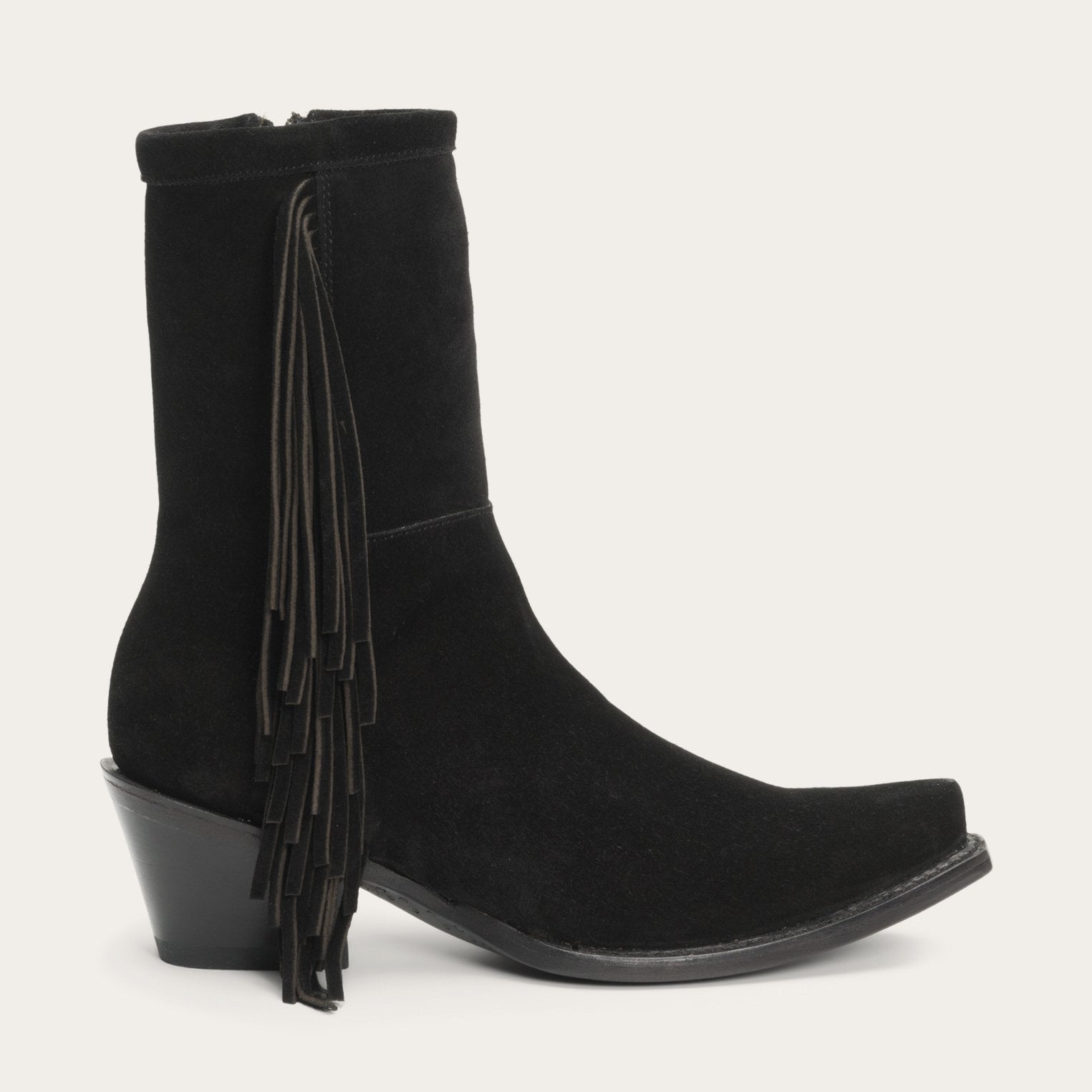 Halle Suede Fringe Side Zip Boot | Stetson Black