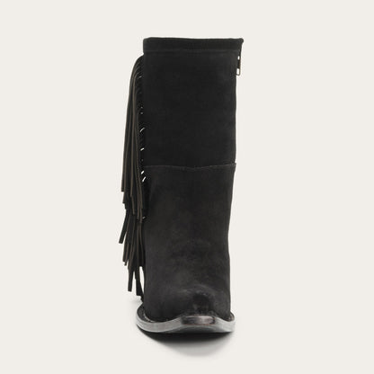Halle Suede Fringe Side Zip Boot | Stetson Black