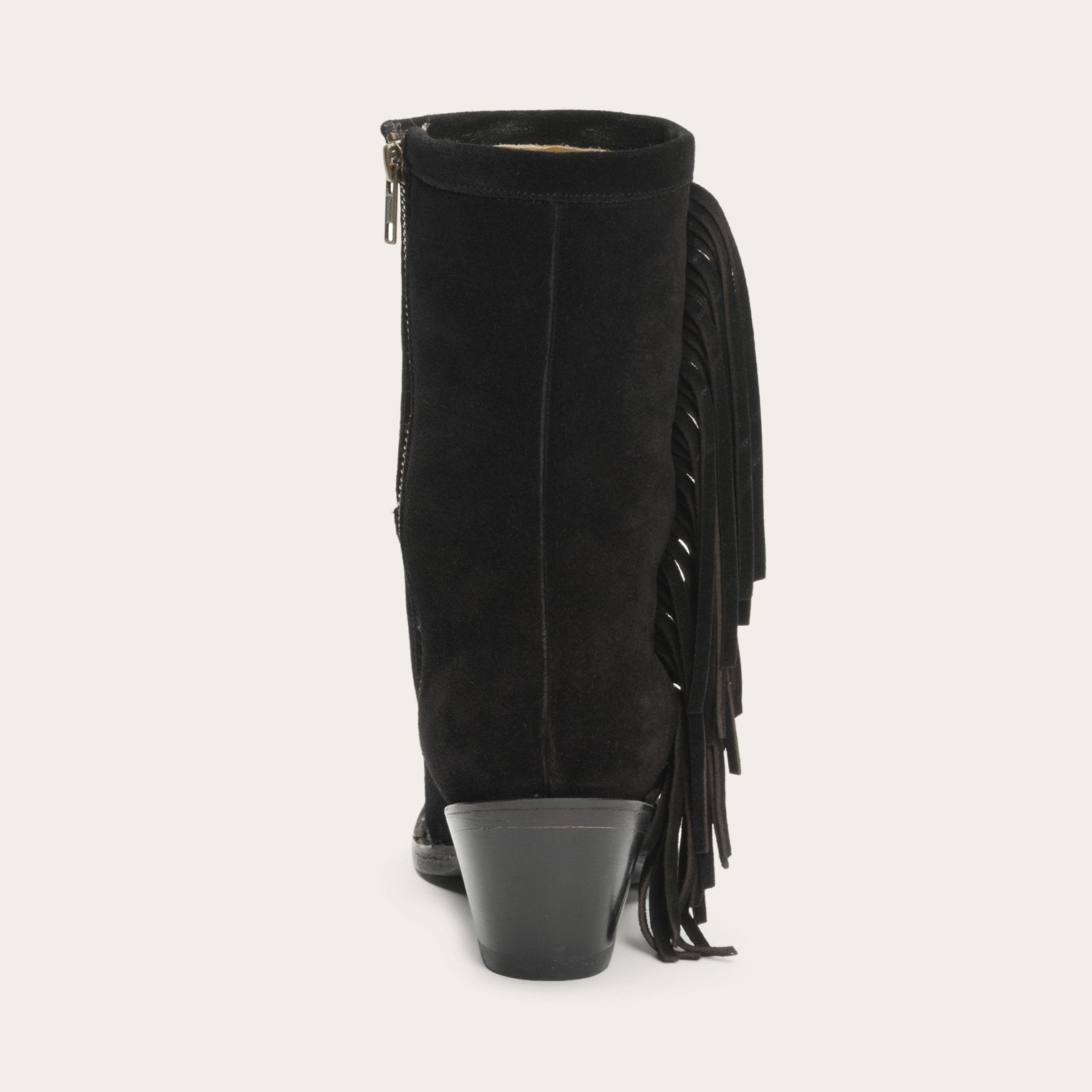 Halle Suede Fringe Side Zip Boot | Stetson Black