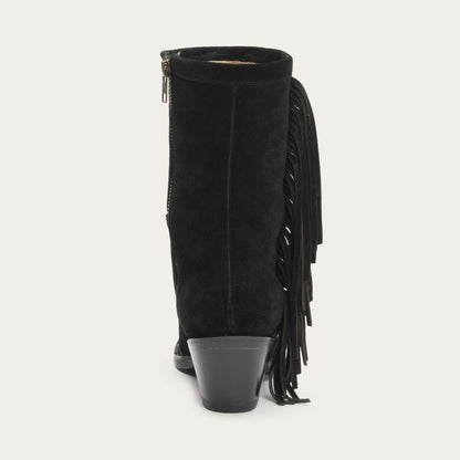 Halle Suede Fringe Side Zip Boot | Stetson Black