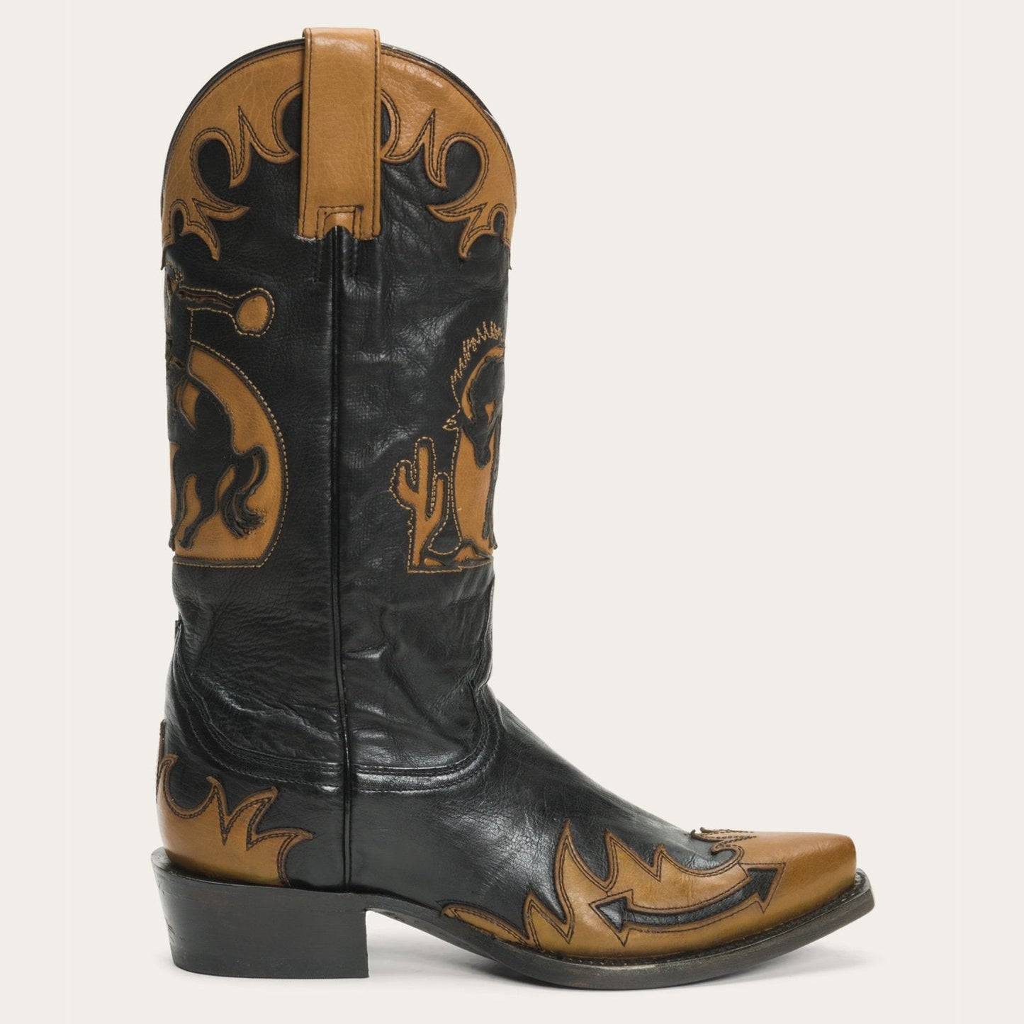 Faye Cowgirl & Horse Underlay Leather Boot | Stetson Black