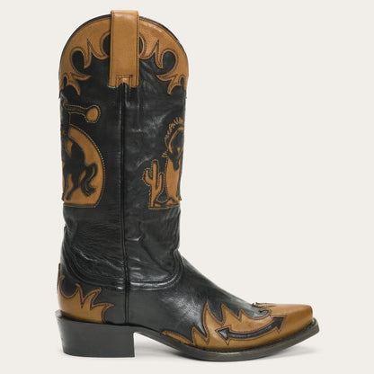 Faye Cowgirl & Horse Underlay Leather Boot | Stetson Black