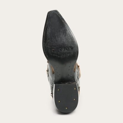 Faye Cowgirl & Horse Underlay Leather Boot | Stetson Black