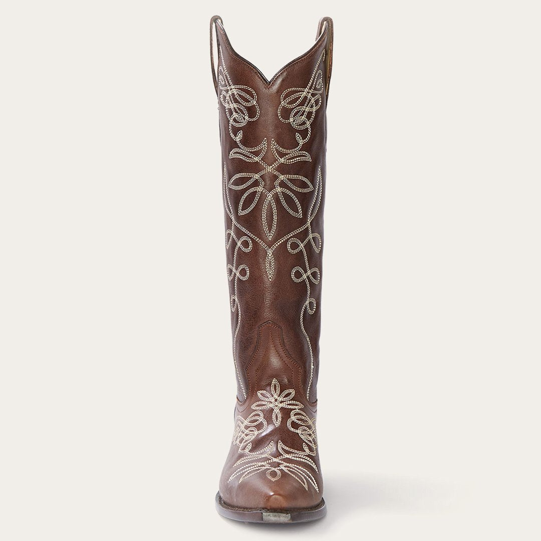 Adeline Burnished Brown Back Zip Cowboy Boot | Stetson Brown