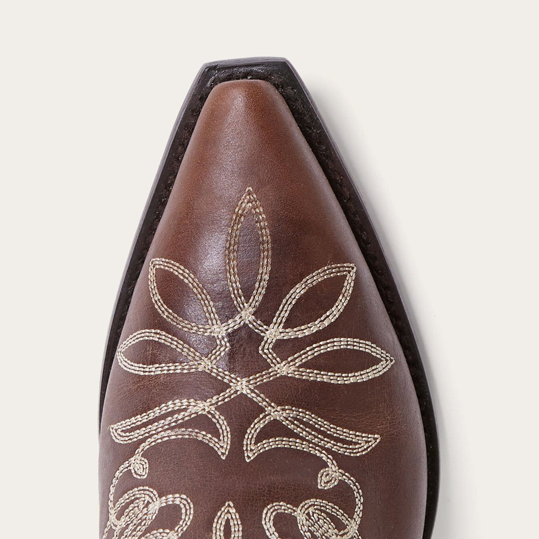 Adeline Burnished Brown Back Zip Cowboy Boot | Stetson Brown
