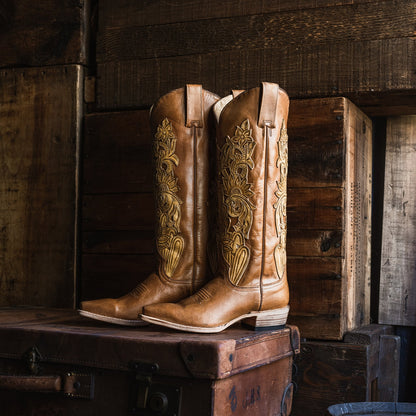 Jules Hand Tooled Leather Boot | Stetson Brown