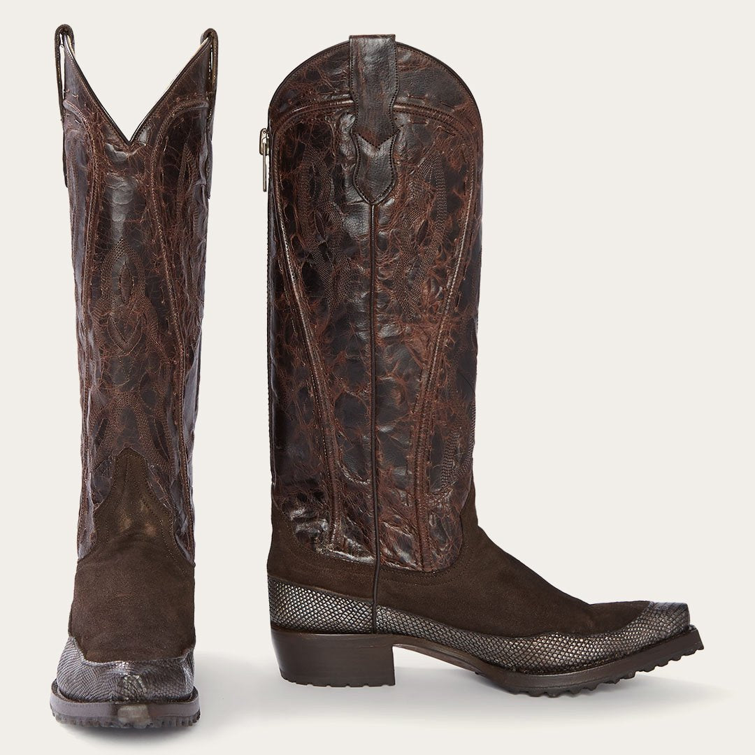 Dakota Brown Suede & Teju Cowboy Boot | Stetson Brown