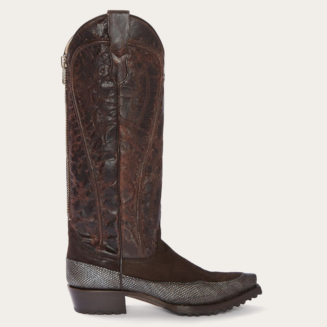 Dakota Brown Suede & Teju Cowboy Boot | Stetson Brown