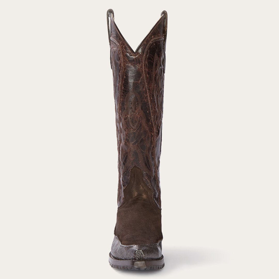 Dakota Brown Suede & Teju Cowboy Boot | Stetson Brown