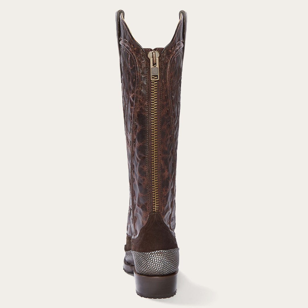 Dakota Brown Suede & Teju Cowboy Boot | Stetson Brown