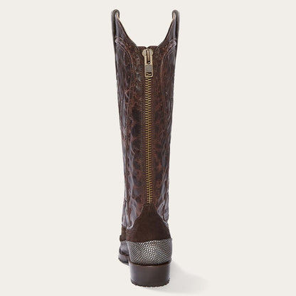 Dakota Brown Suede & Teju Cowboy Boot | Stetson Brown
