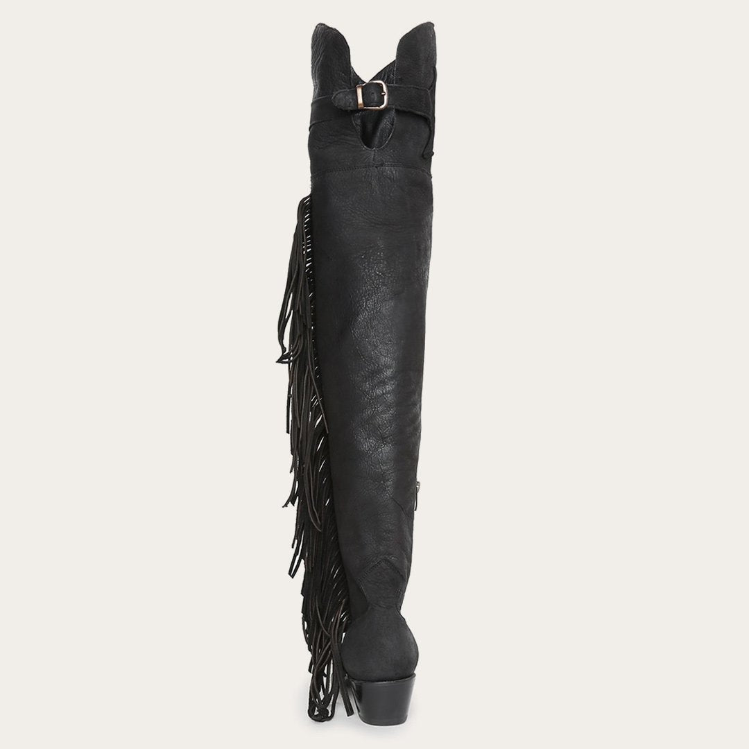 Glam Over-The-Knee Fringe Boot | Stetson Black Leather