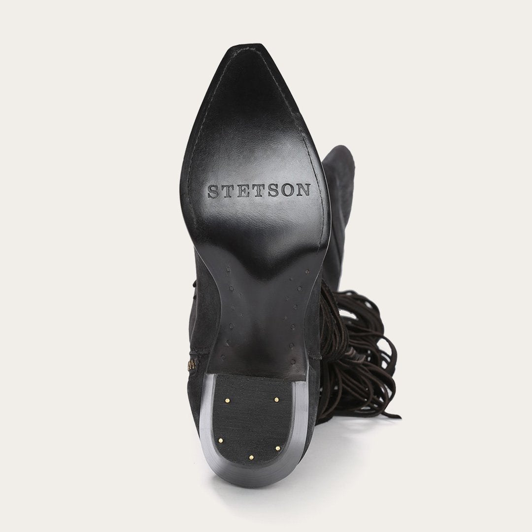Glam Over-The-Knee Fringe Boot | Stetson Black Leather
