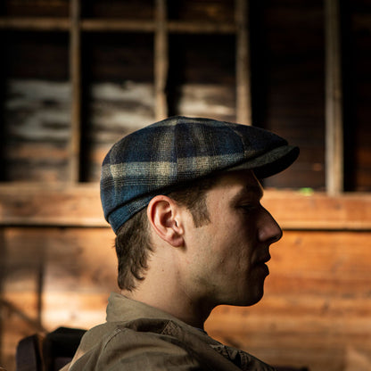 Ivy Virgin Wool Cap | Stetson Blue Beige Check