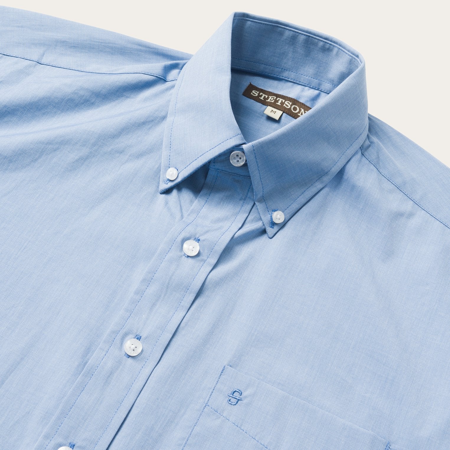 Blue Solid One-Pocket Snap-Front Shirt | Stetson Blue