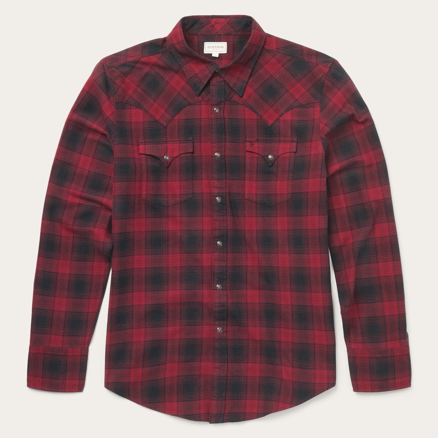 Brushed Twill Plaid Shirt | Stetson Black