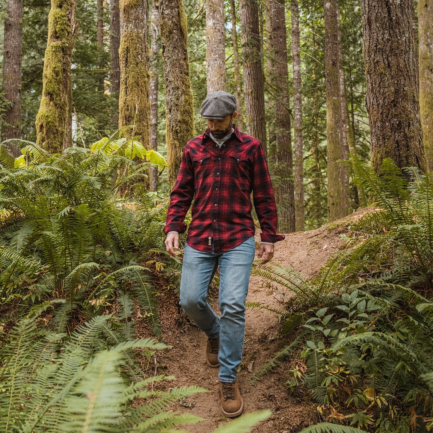 Brushed Twill Plaid Shirt | Stetson Black
