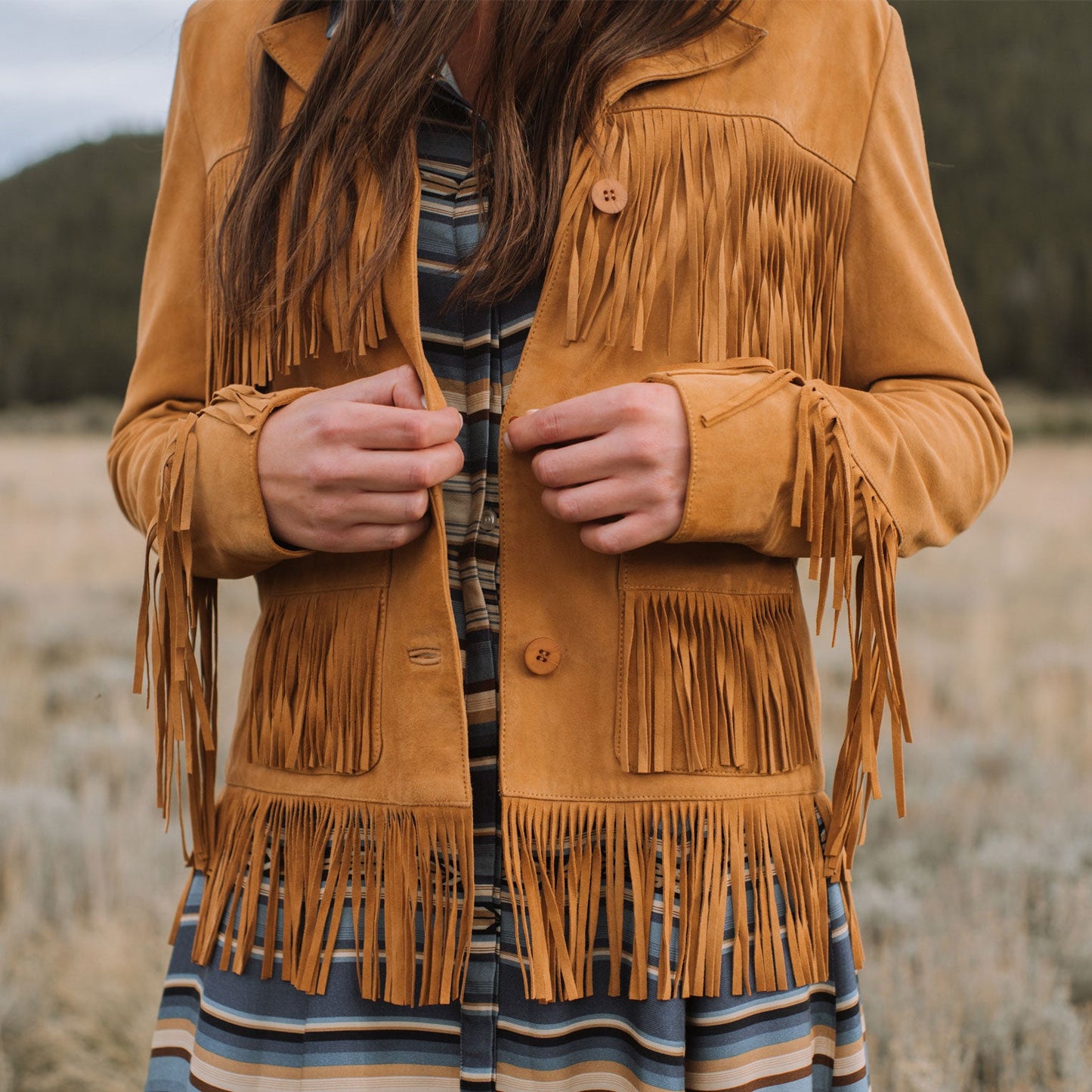 Lamb Suede Fringed Jacket | Stetson Brown