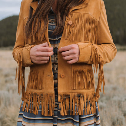 Lamb Suede Fringed Jacket | Stetson Brown
