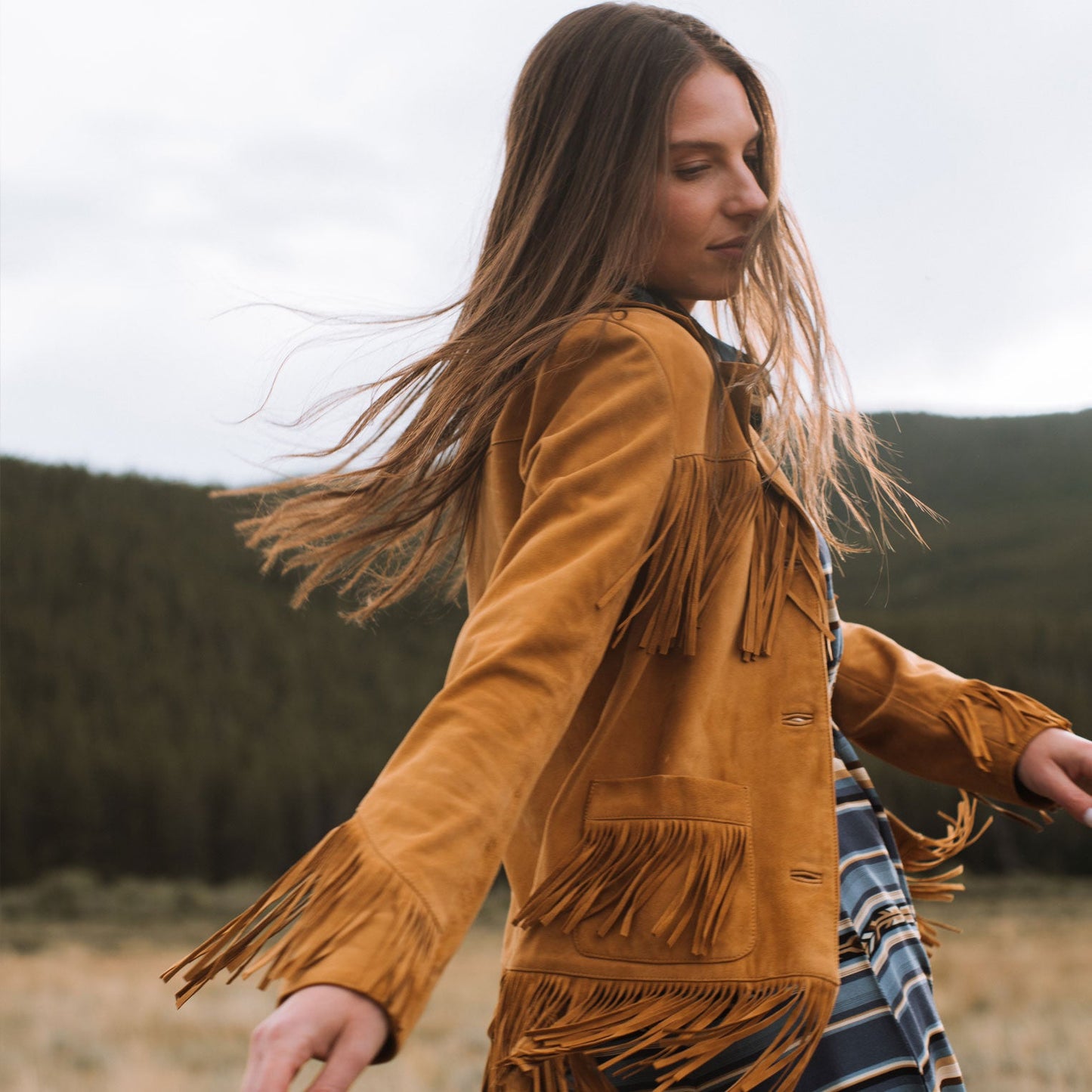 Lamb Suede Fringed Jacket | Stetson Brown